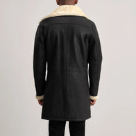 Charles Tumbled Black Leather Shearling Double-Breasted Coat by Dash Racegear - men Jacket view 5