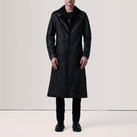 Charlton Black Leather Single Breasted Coat by Dash Racegear - men Jacket view 2