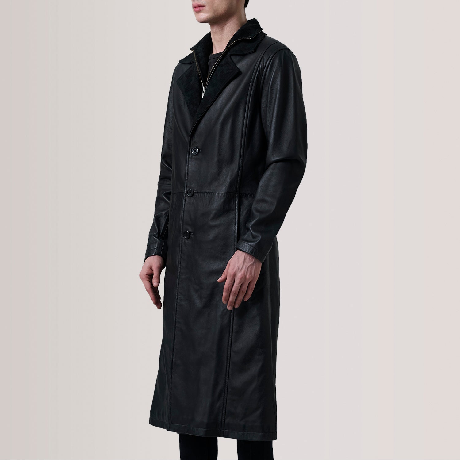 Charlton Black Leather Single Breasted Coat by Dash Racegear - men Jacket view 3