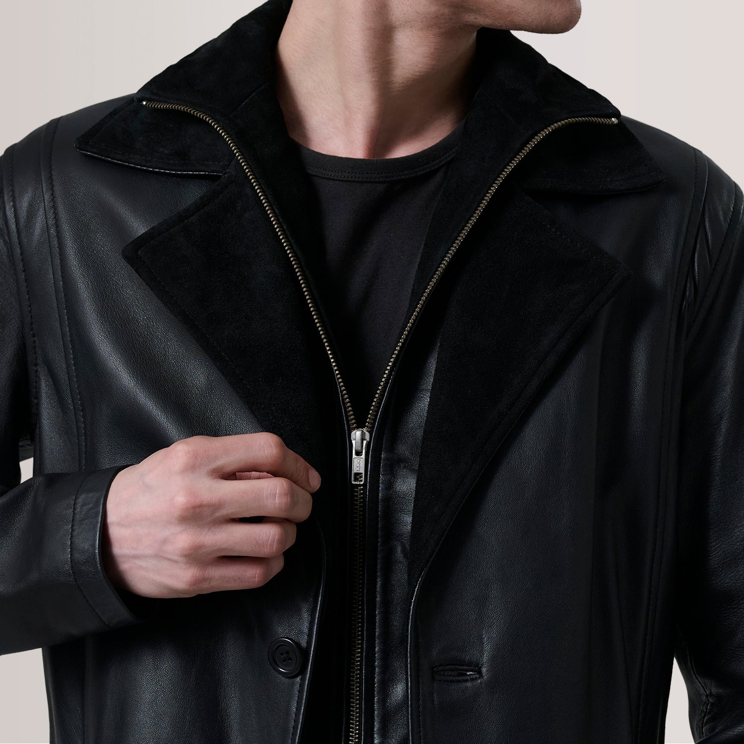 Charlton Black Leather Single Breasted Coat by Dash Racegear - men Jacket view 6