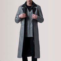 Charlton Grey Leather Single Breasted Coat by Dash Racegear - men Jacket view 1