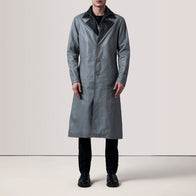 Charlton Grey Leather Single Breasted Coat by Dash Racegear - men Jacket view 2