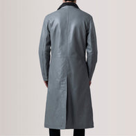 Charlton Grey Leather Single Breasted Coat by Dash Racegear - men Jacket view 4