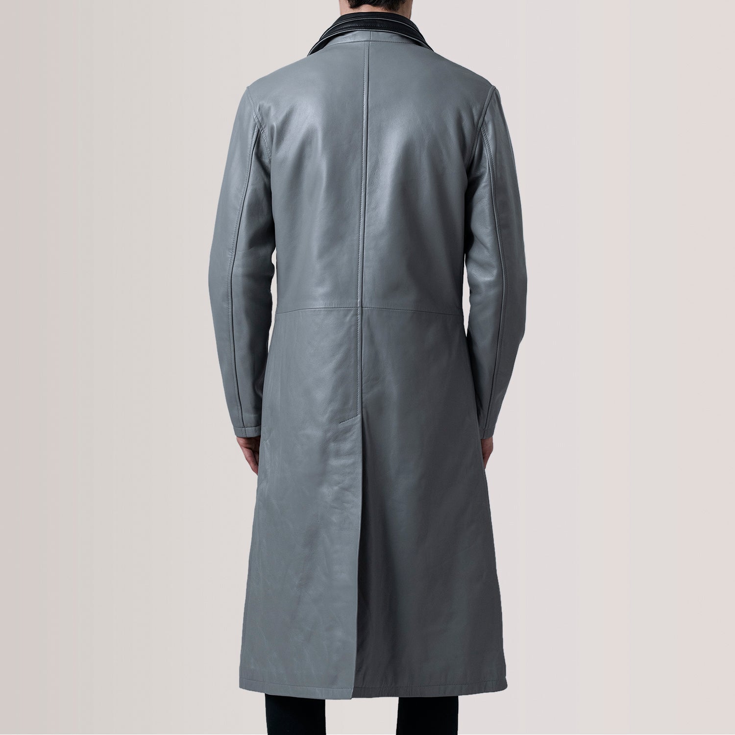 Charlton Grey Leather Single Breasted Coat by Dash Racegear - men Jacket view 4