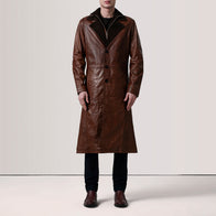 Charlton Waxed Brown Leather Single Breasted Coat by Dash Racegear - men Jacket view 2