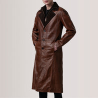 Charlton Waxed Brown Leather Single Breasted Coat by Dash Racegear - men Jacket view 3