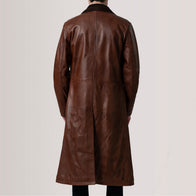 Charlton Waxed Brown Leather Single Breasted Coat by Dash Racegear - men Jacket view 4