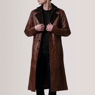 Charlton Waxed Brown Leather Single Breasted Coat by Dash Racegear - men Jacket view 5
