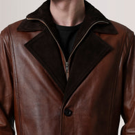 Charlton Waxed Brown Leather Single Breasted Coat by Dash Racegear - men Jacket view 6