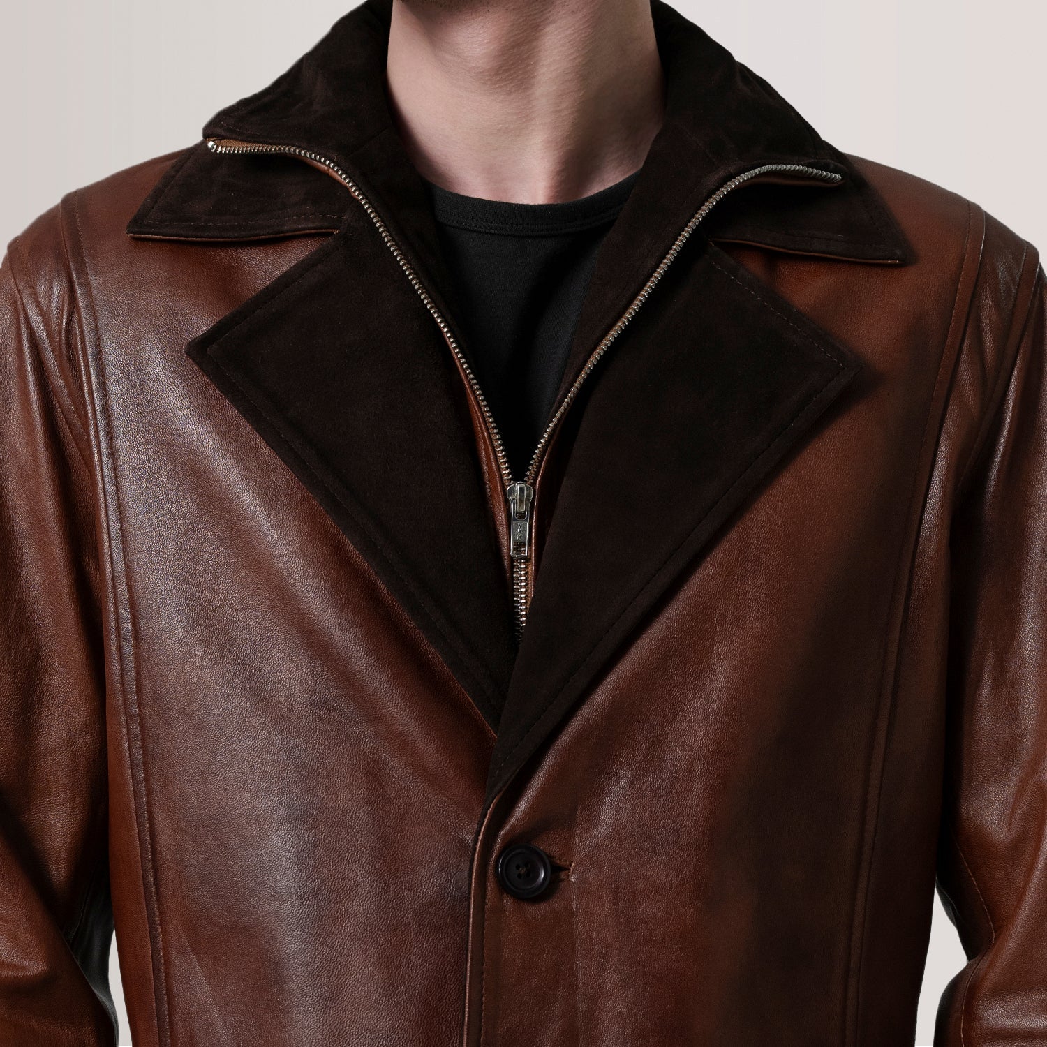 Charlton Waxed Brown Leather Single Breasted Coat by Dash Racegear - men Jacket view 6