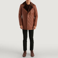 Cinnamon Brown Leather Fur Coat by Dash Racegear - men Jacket view 3
