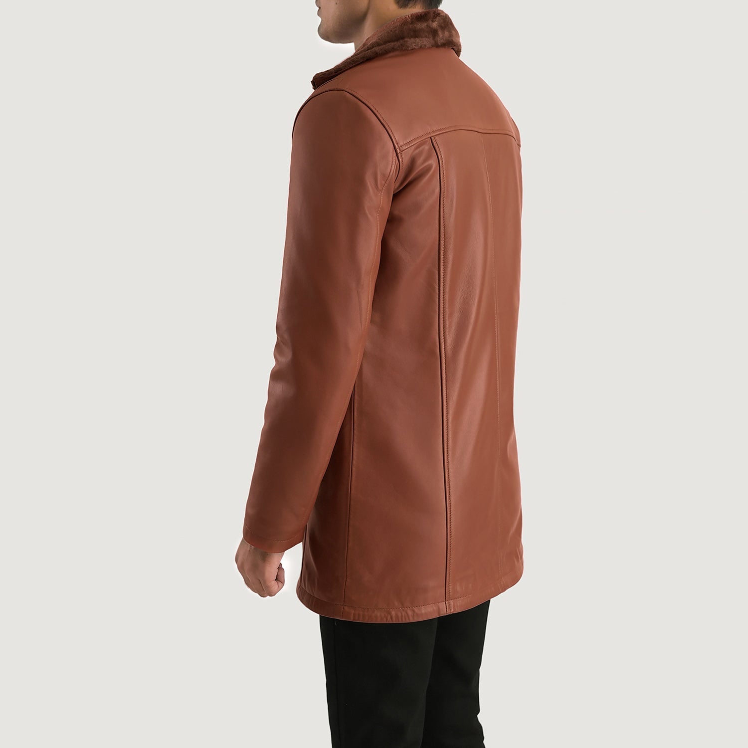 Cinnamon Brown Leather Fur Coat by Dash Racegear - men Jacket view 5