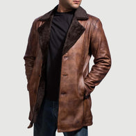 Cinnamon Distressed Leather Fur Coat by Dash Racegear - men Jacket view 2