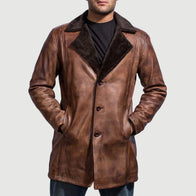 Cinnamon Distressed Leather Fur Coat by Dash Racegear - men Jacket view 3