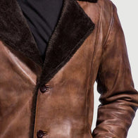 Cinnamon Distressed Leather Fur Coat by Dash Racegear - men Jacket view 6