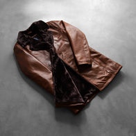 Cinnamon Distressed Leather Fur Coat by Dash Racegear - men Jacket view 8