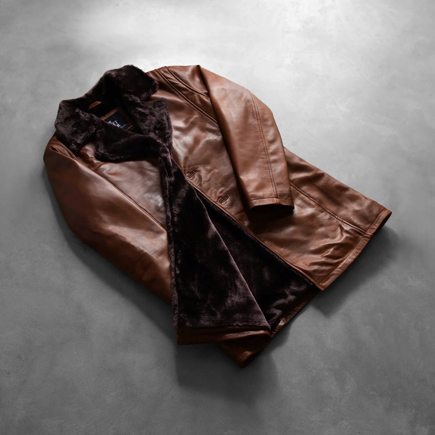 Cinnamon Distressed Leather Fur Coat by Dash Racegear - men Jacket view 8