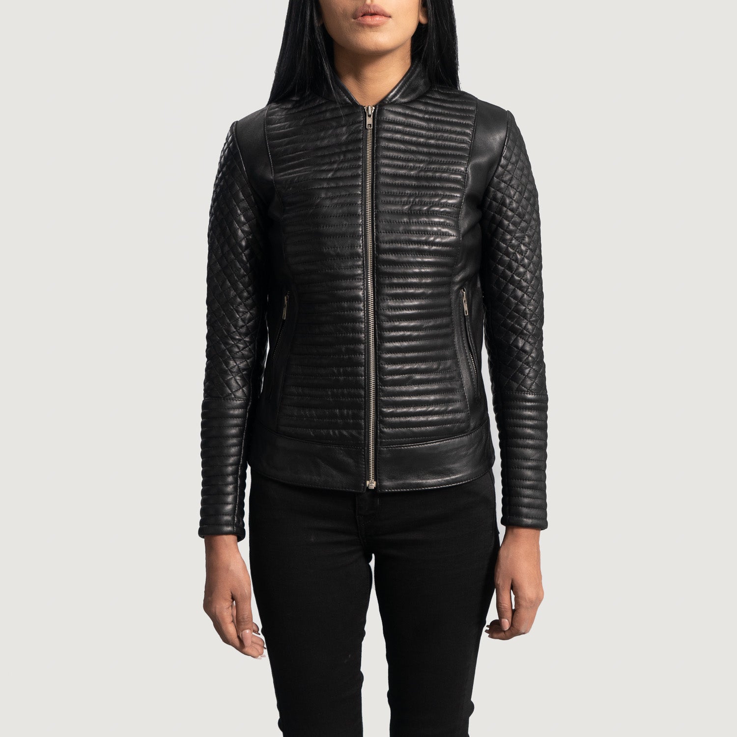 Cityscape Black Leather Biker Jacket by Dash Racegear - women Jacket view 1
