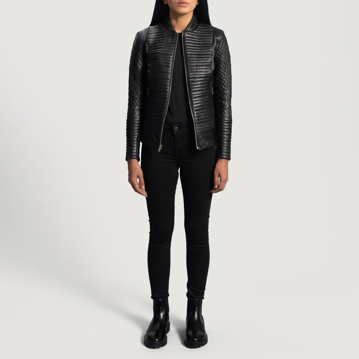 Cityscape Black Leather Biker Jacket by Dash Racegear - women Jacket view 4