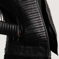 Cityscape Black Leather Biker Jacket by Dash Racegear - women Jacket view 6