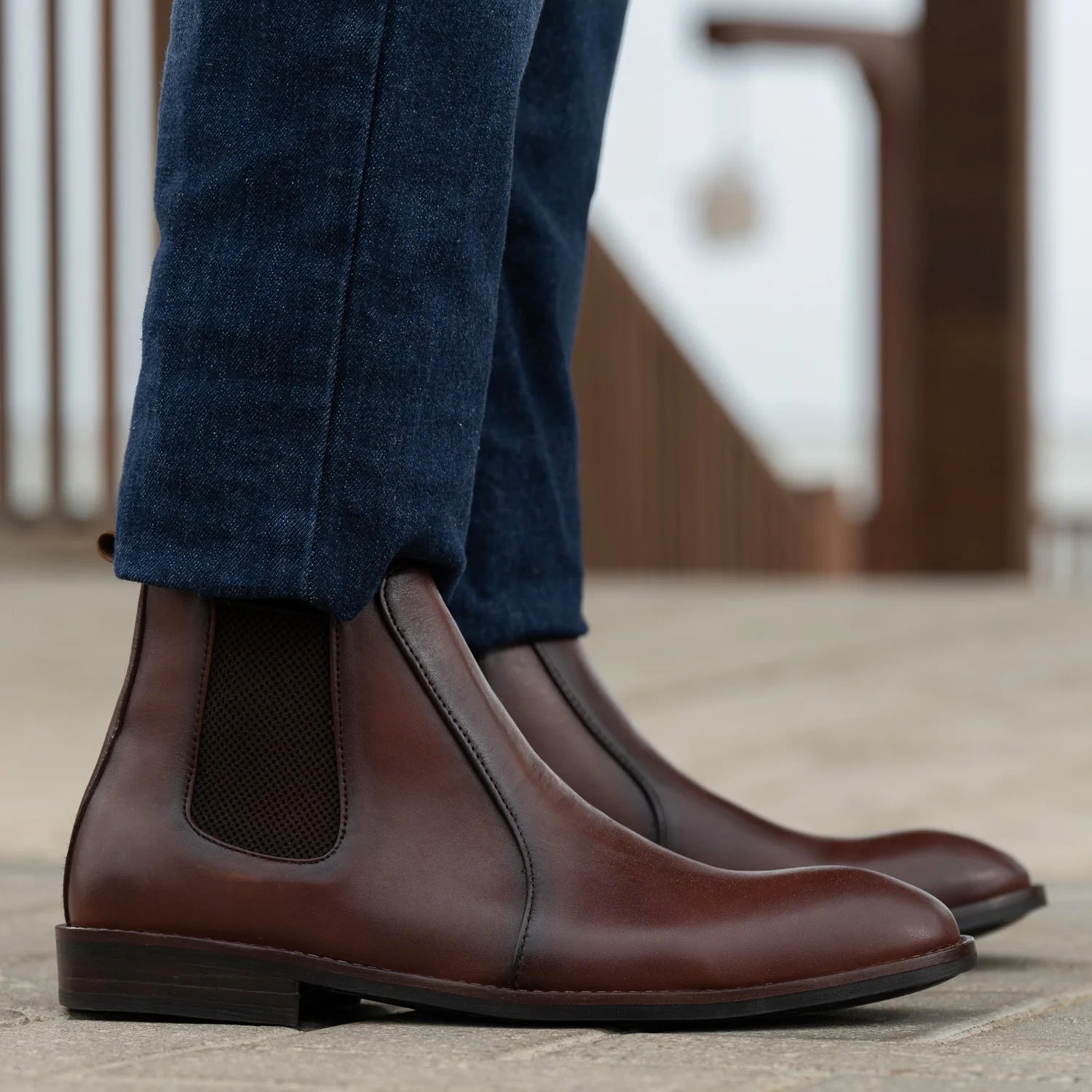 Clarkson Chelsea Brown Burnished Leather Boots - StudGuard by Dash Racegear - men Leather Shoes view 5