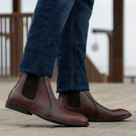 Clarkson Chelsea Brown Burnished Leather Boots - StudGuard by Dash Racegear - men Leather Shoes view 7