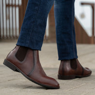 Clarkson Chelsea Brown Burnished Leather Boots - StudGuard by Dash Racegear - men Leather Shoes view 8
