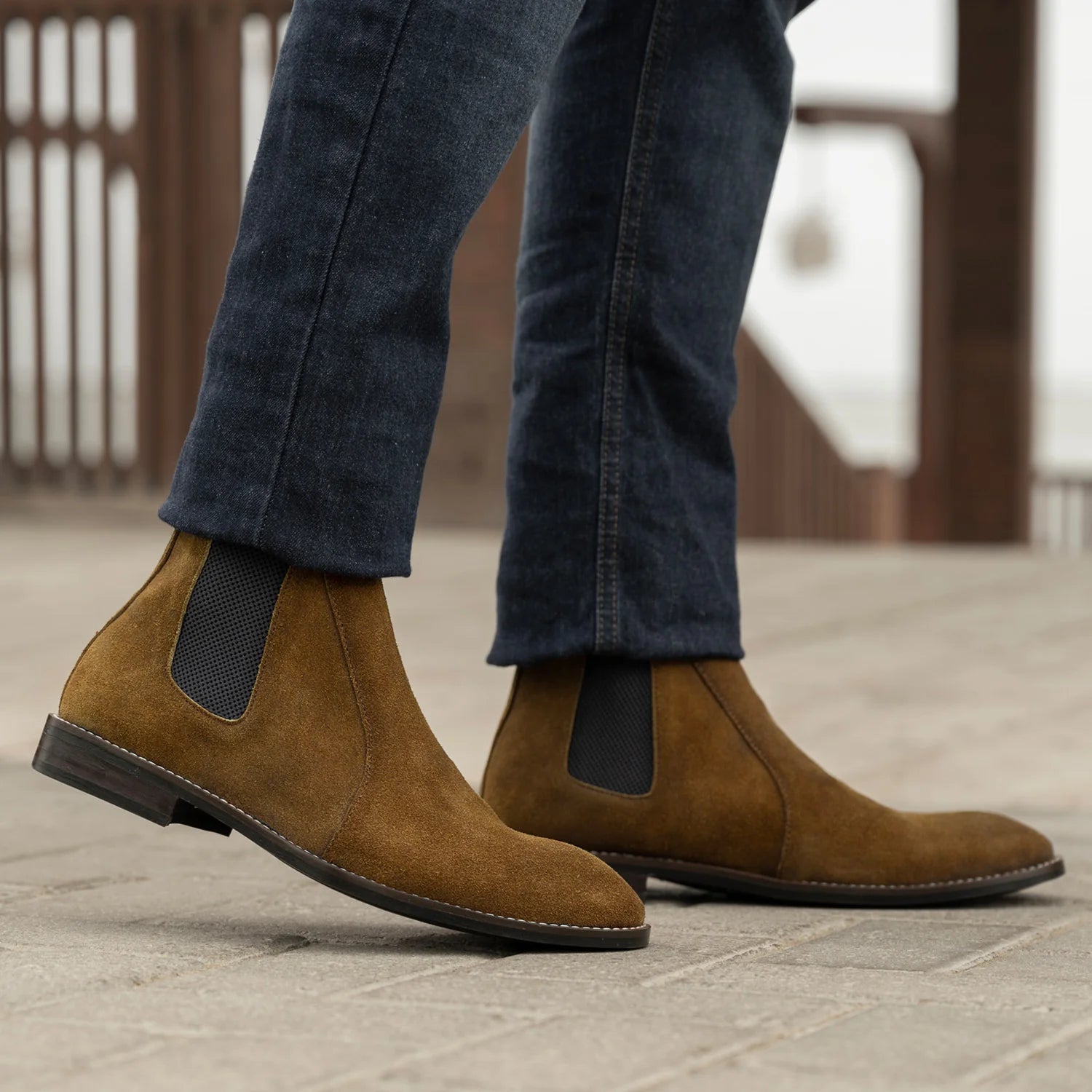 Clarkson Chelsea Brown Suede Leather Boots - StudGuard by Dash Racegear - men Leather Shoes view 7