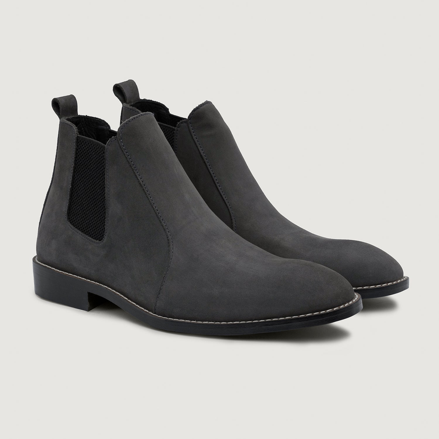 Clarkson Chelsea Grey Nubuck Leather Boots - StudGuard by Dash Racegear - men Leather Shoes view 1