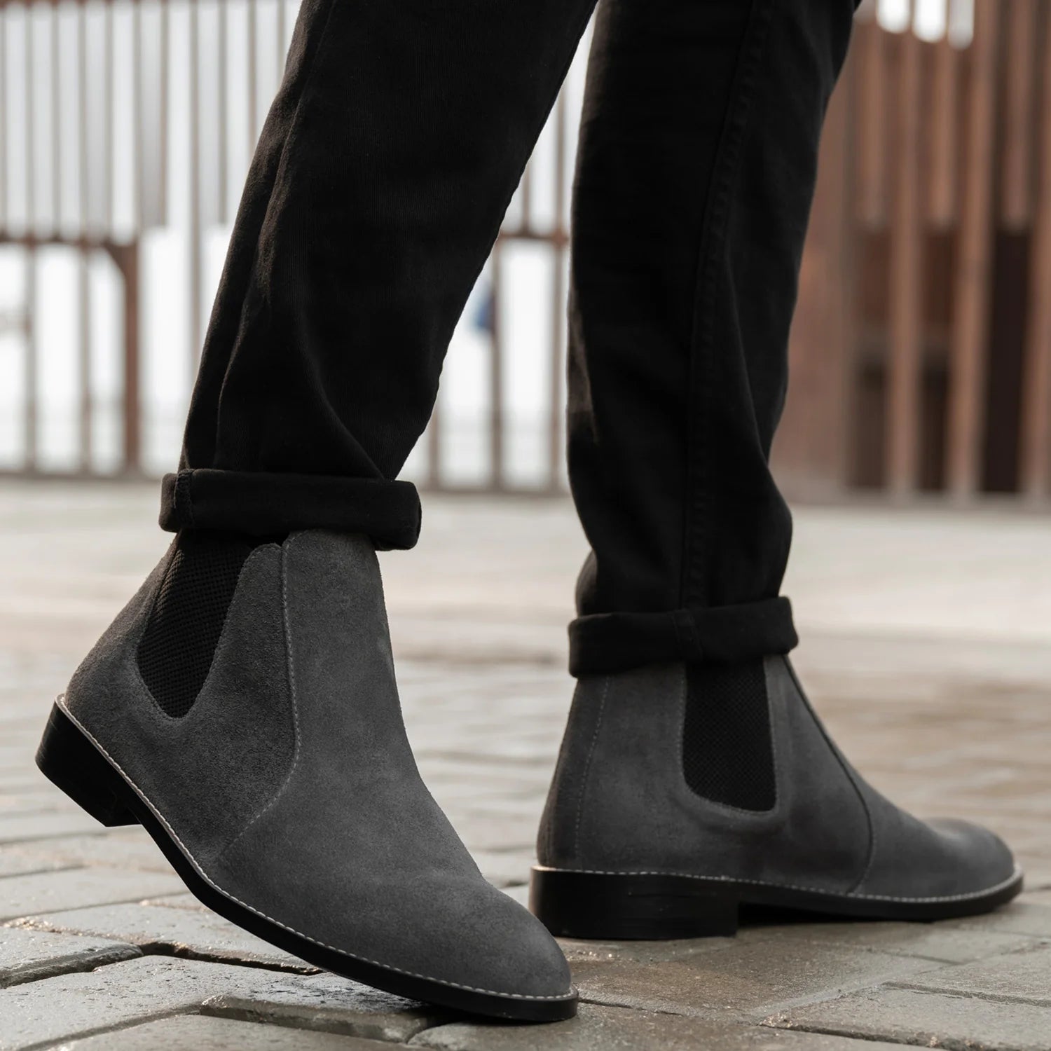 Clarkson Chelsea Grey Suede Leather Boots - StudGuard by Dash Racegear - men Leather Shoes view 8