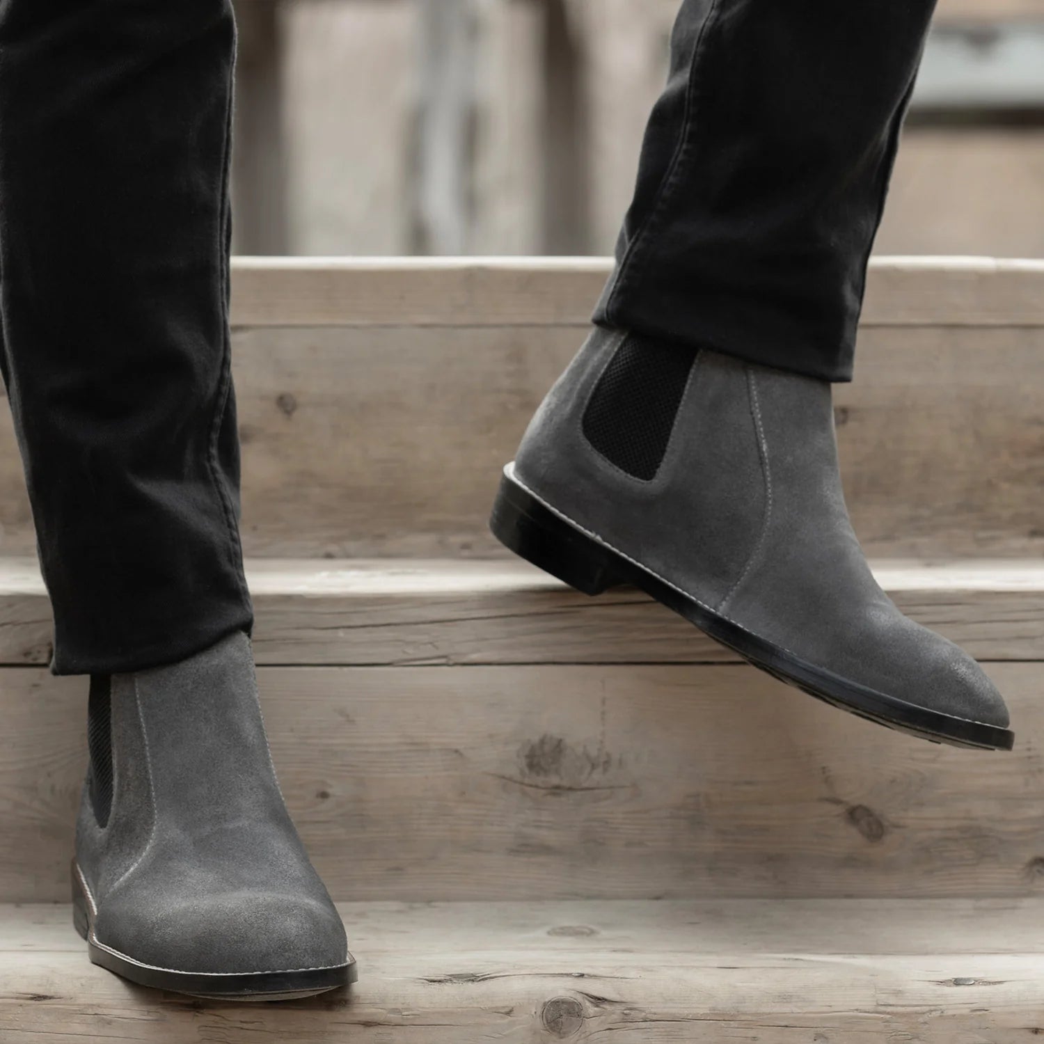 Clarkson Chelsea Grey Suede Leather Boots - StudGuard by Dash Racegear - men Leather Shoes view 9