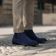 Clarkson Chelsea Midnight Blue Suede Leather Boots by Dash Racegear - men Leather Shoes view 10
