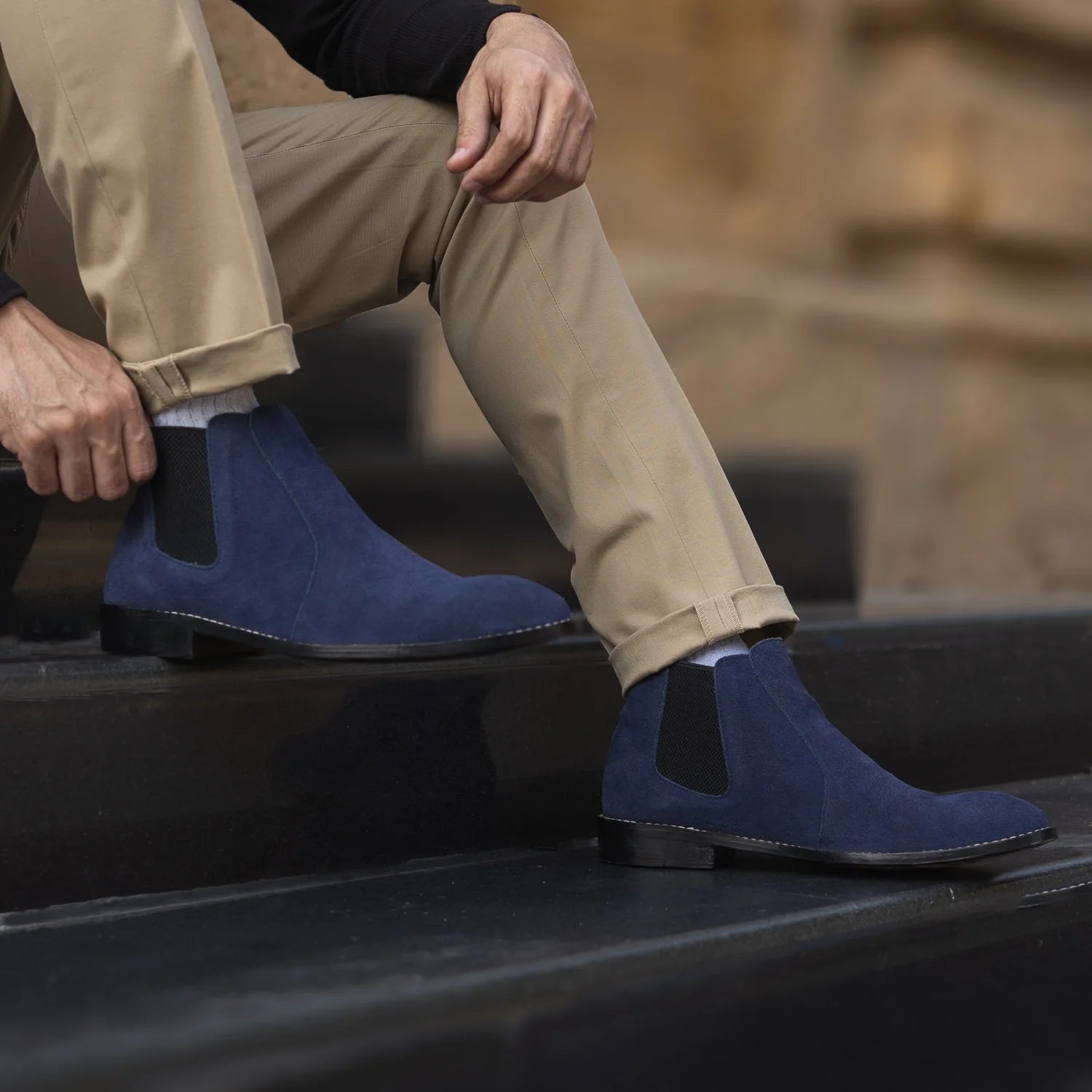 Clarkson Chelsea Midnight Blue Suede Leather Boots by Dash Racegear - men Leather Shoes view 8