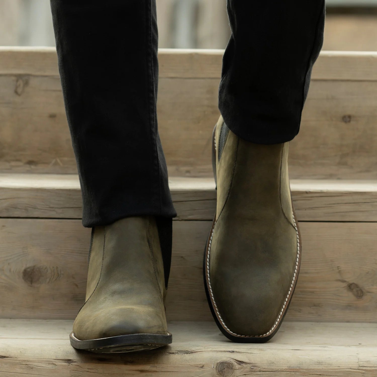 Clarkson Chelsea Olive Pullup Leather Boots - StudGuard by Dash Racegear - men Leather Shoes view 5