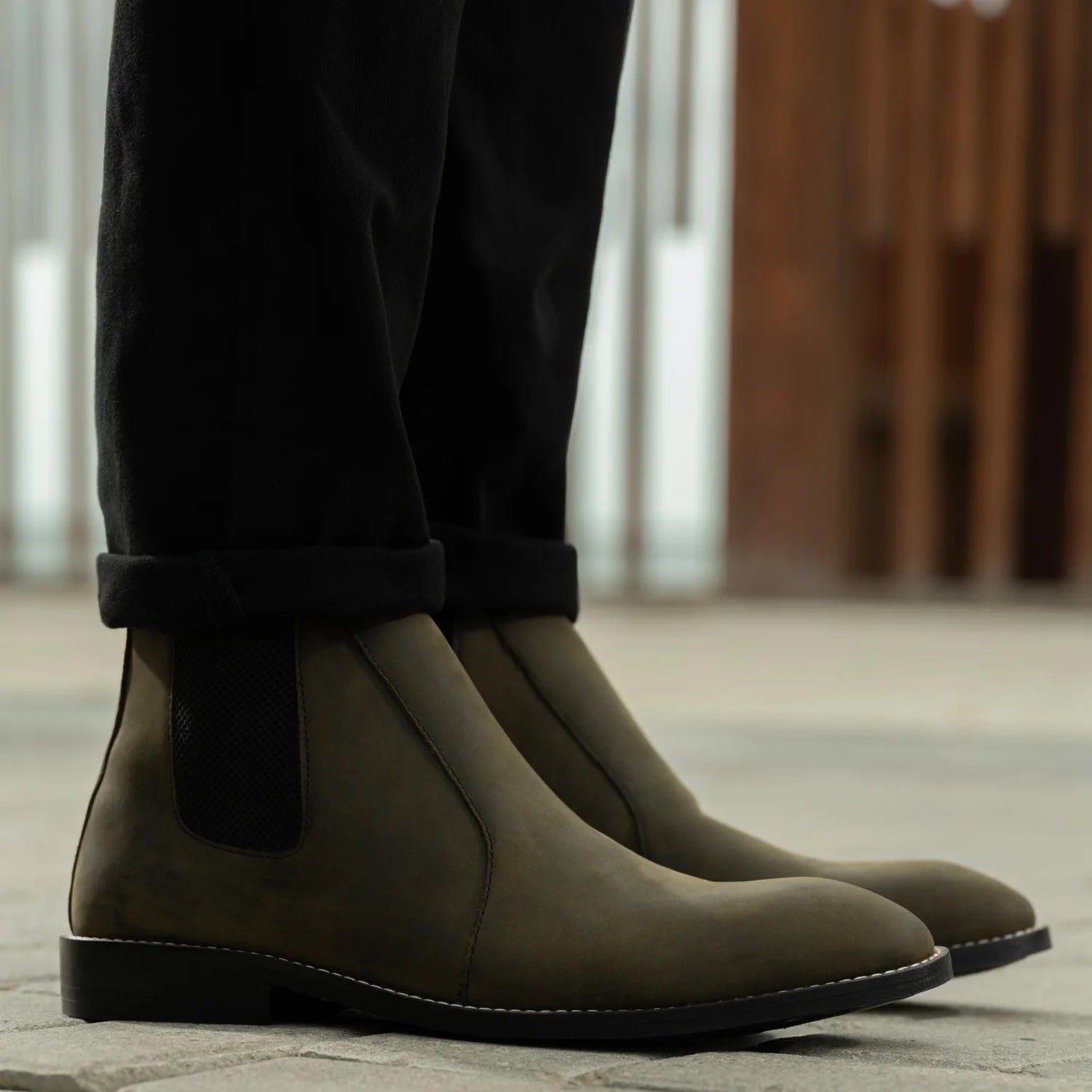 Clarkson Chelsea Olive Pullup Leather Boots - StudGuard by Dash Racegear - men Leather Shoes view 6