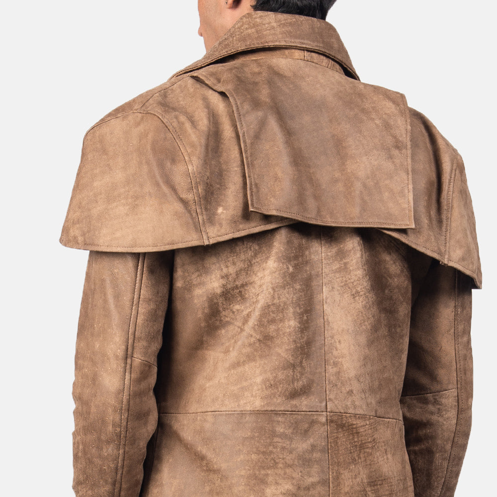 Classic Brown Leather Duster by Dash Racegear - men Jacket view 4