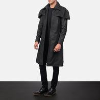 Classic Distressed Black Leather Duster by Dash Racegear - men Jacket view 2