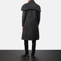 Classic Distressed Black Leather Duster by Dash Racegear - men Jacket view 3