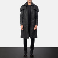 Classic Distressed Black Leather Duster by Dash Racegear - men Jacket view 6
