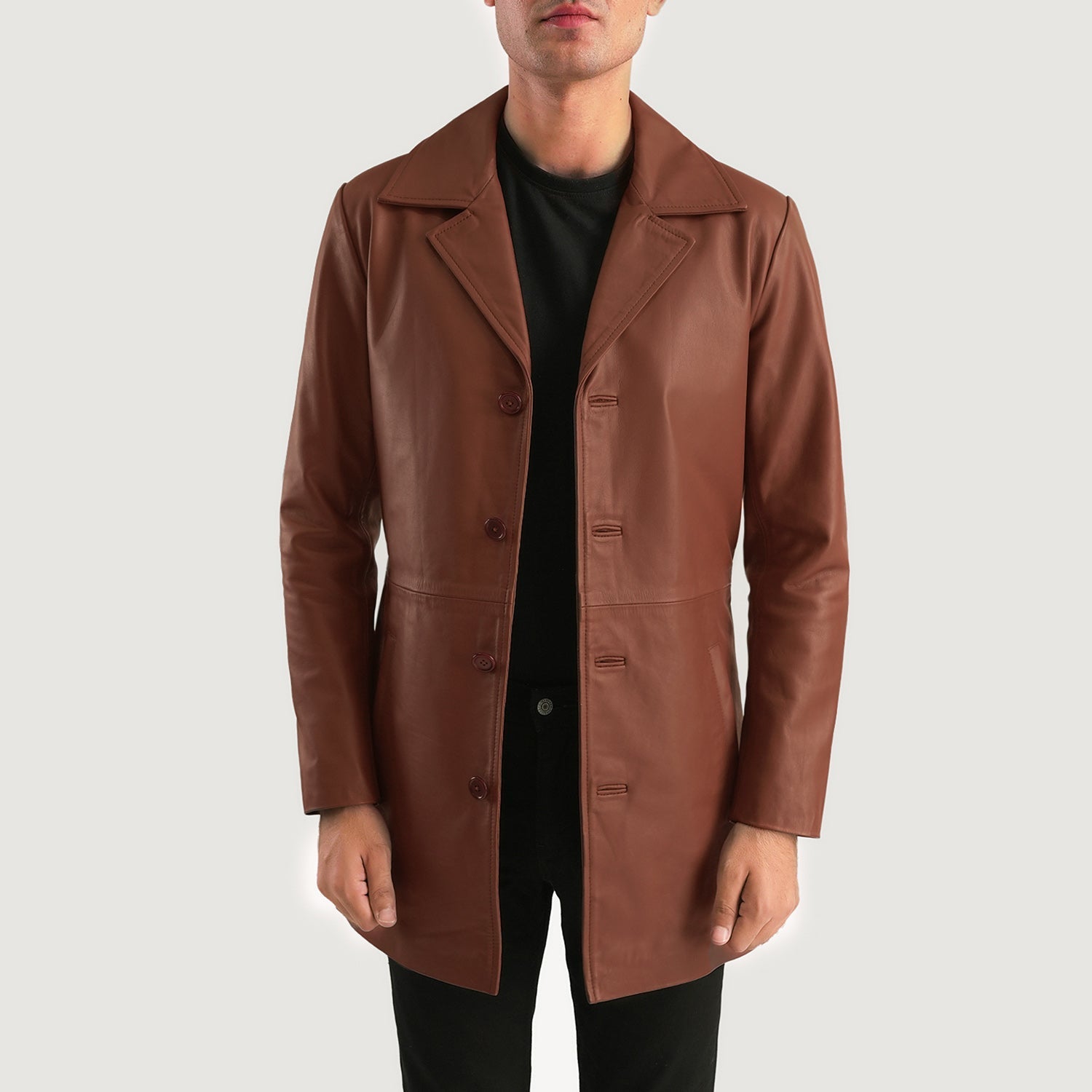 Classmith Brown Leather Coat by Dash Racegear - men Jacket view 1