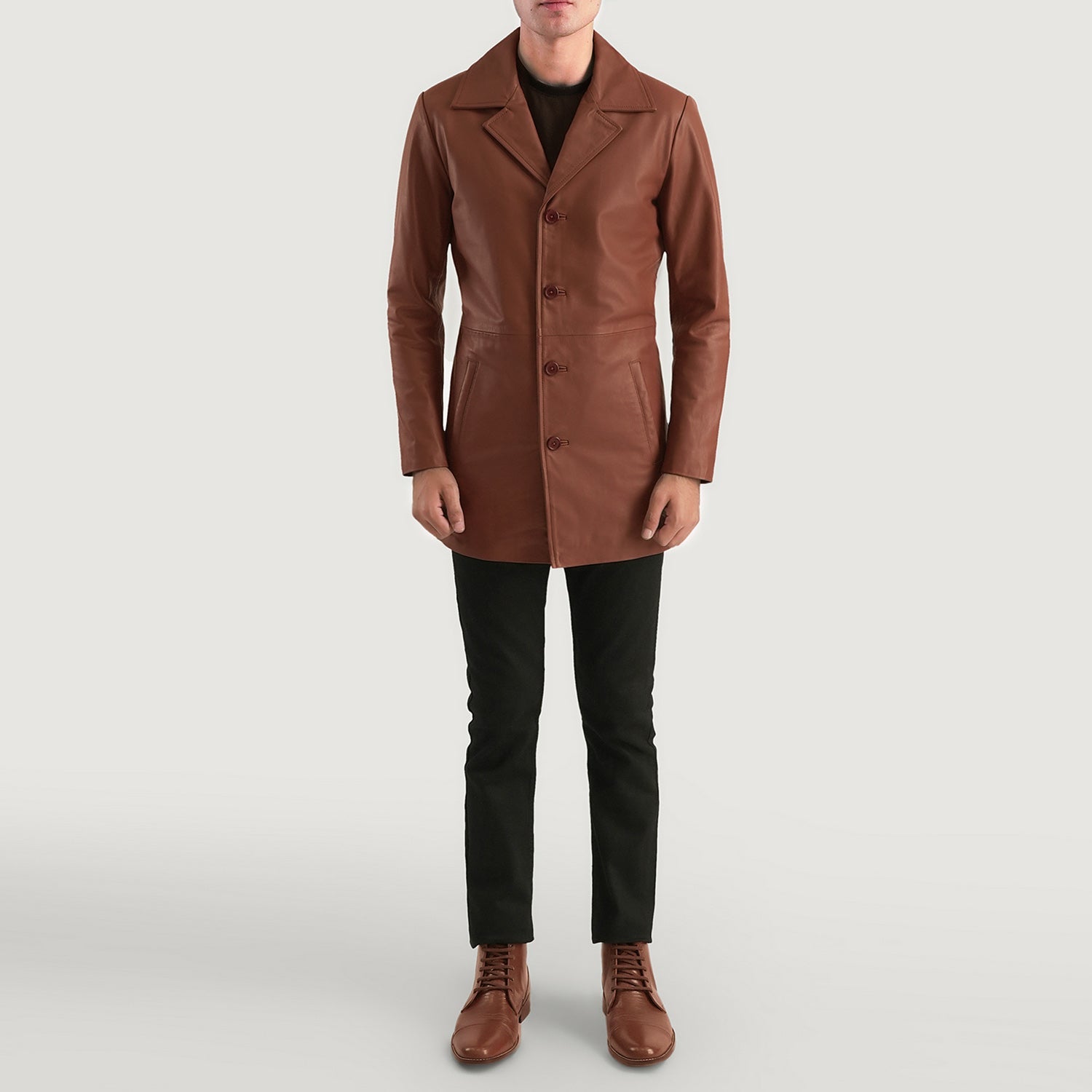 Classmith Brown Leather Coat by Dash Racegear - men Jacket view 3