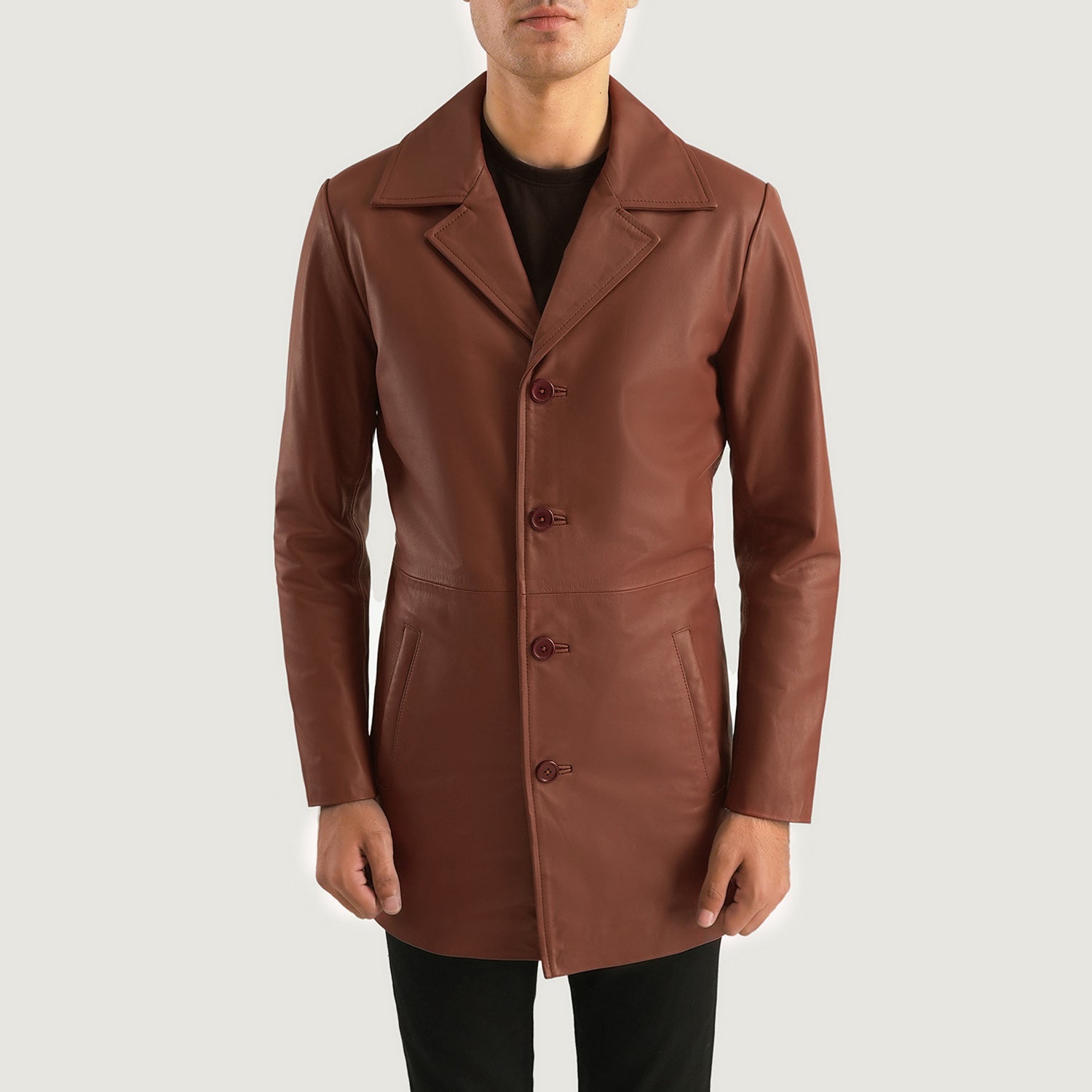 Classmith Brown Leather Coat by Dash Racegear - men Jacket view 4