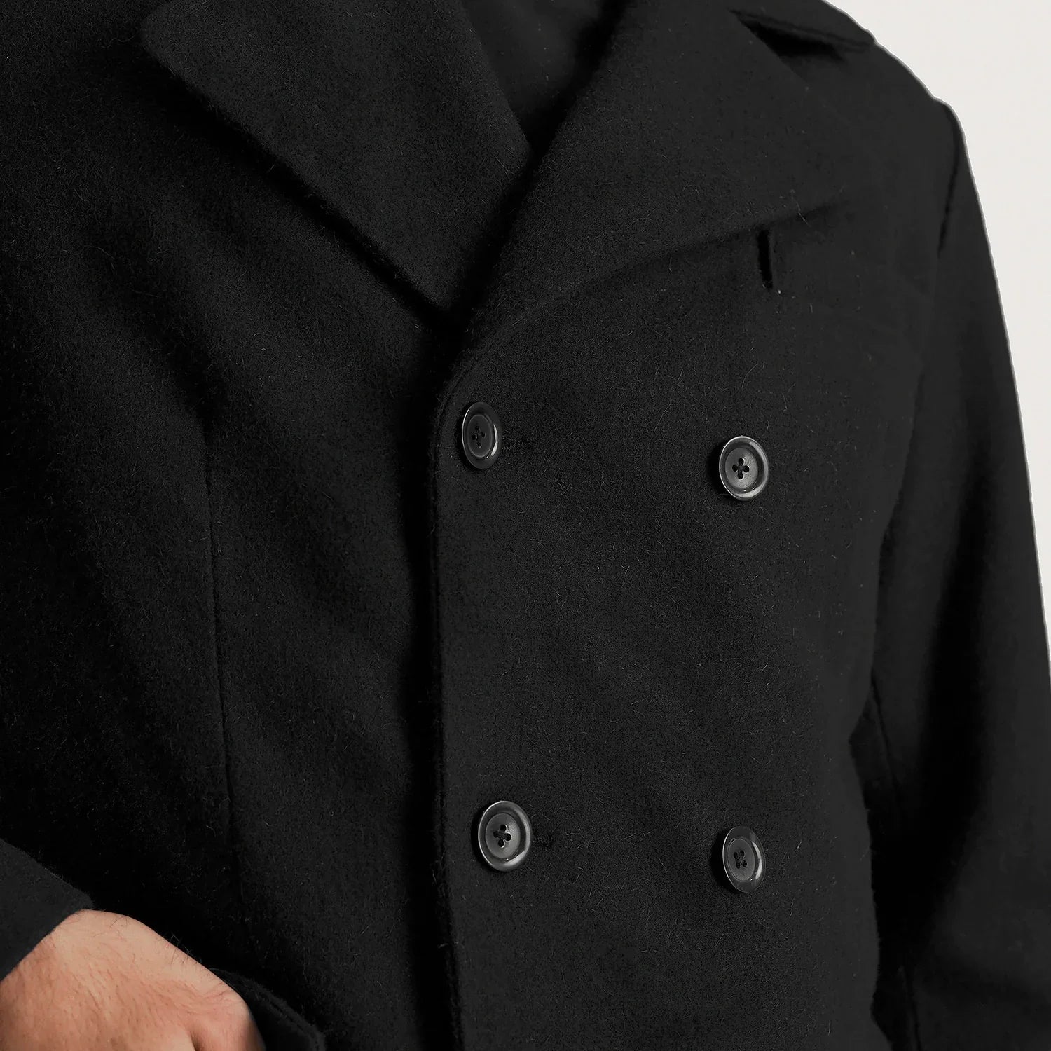 Claud Black Wool Double Breasted Coat by Dash Racegear - men Jacket view 6