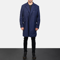 Claud Blue Wool Double Breasted Coat by Dash Racegear - men Jacket view 1