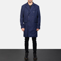 Claud Blue Wool Double Breasted Coat by Dash Racegear - men Jacket view 3