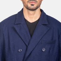 Claud Blue Wool Double Breasted Coat by Dash Racegear - men Jacket view 4