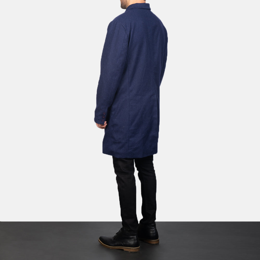 Claud Blue Wool Double Breasted Coat by Dash Racegear - men Jacket view 5