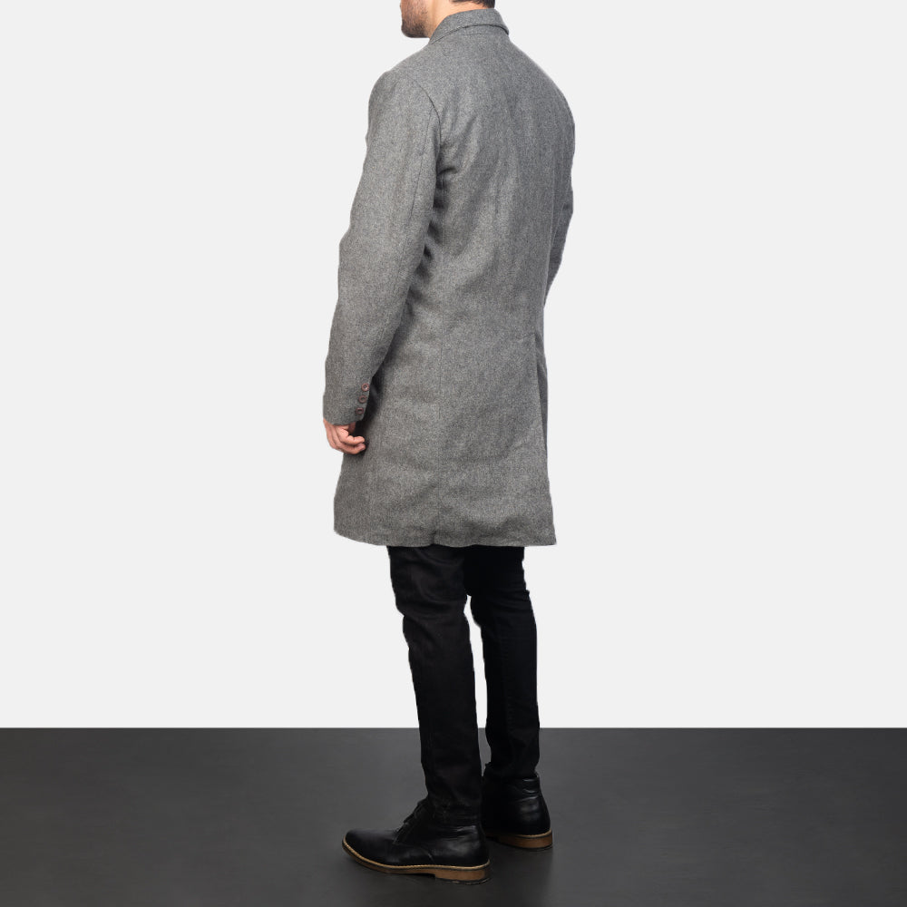 Claud Grey Wool Double Breasted Coat by Dash Racegear - men Jacket view 4
