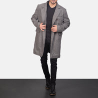 Claud Grey Wool Double Breasted Coat by Dash Racegear - men Jacket view 5