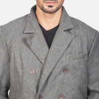 Claud Grey Wool Double Breasted Coat by Dash Racegear - men Jacket view 6